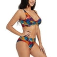 thumbnail image 2 of Rocae Colorful Hawaii Palms for Bikini Set for Women Two Piece Sexy High Swimsuits Split Crossover Bikini Small, 2 of 9