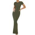 thumbnail image 1 of Gspmoly Robe pour Femmes, Robe Unie à Boutons Ajustée Élégante à Manches Longues à Col Rond, Robes de Soirée pour Femmes Cadeaux de Vacances, 1 of 4