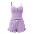 thumbnail image 6 of Endives Womens Pajama Sets 2 Piece Pajamas Set Spaghetti Strap Lace Crop Tops and Shorts Sets Slim Fit Summer Pjs Loungewear Matching Sets Women Clothing, 6 of 6