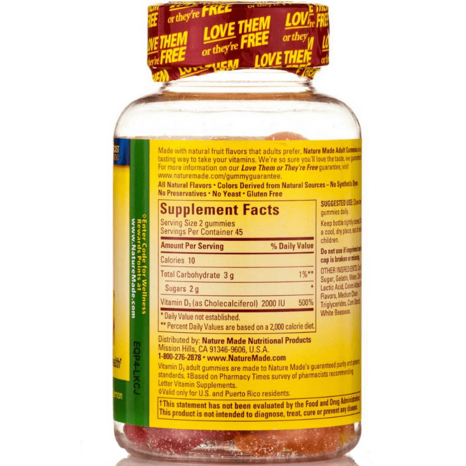 Nature Made Vitamin D3 Adult Gummies, Strawberry, Peach & Mango 90 ea (Pack of 3)