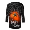 thumbnail image 4 of successthop Cute Halloween Shirts Adults Web 3/4 Sleeve Crewneck Tops Vacation Tee Fall Awareness Plus Size Clothes S, 4 of 4