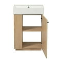thumbnail image 4 of Resenkos 21.6" Freestanding Modern Bathroom Vanity with Ceramic Sink, Right-Door Wood Grain Cabinet, Open & Closed Storage for Small Bathrooms - Brown, 4 of 20