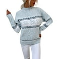 thumbnail image 2 of Fair Isle Sweater for Women Snowflake Sweater Turtleneck Holiday Sweater Fall Winter Long Sleeve Pullovers Top Multicolor, 2 of 7