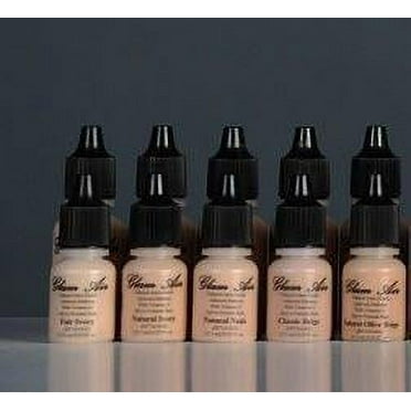 Glam Air Water-based Foundation M1-M5 Assorted Light Matte Shades  Airbrush Makeup for Normal To oily Light/Fair skin 0.25Oz, 5 Bottles