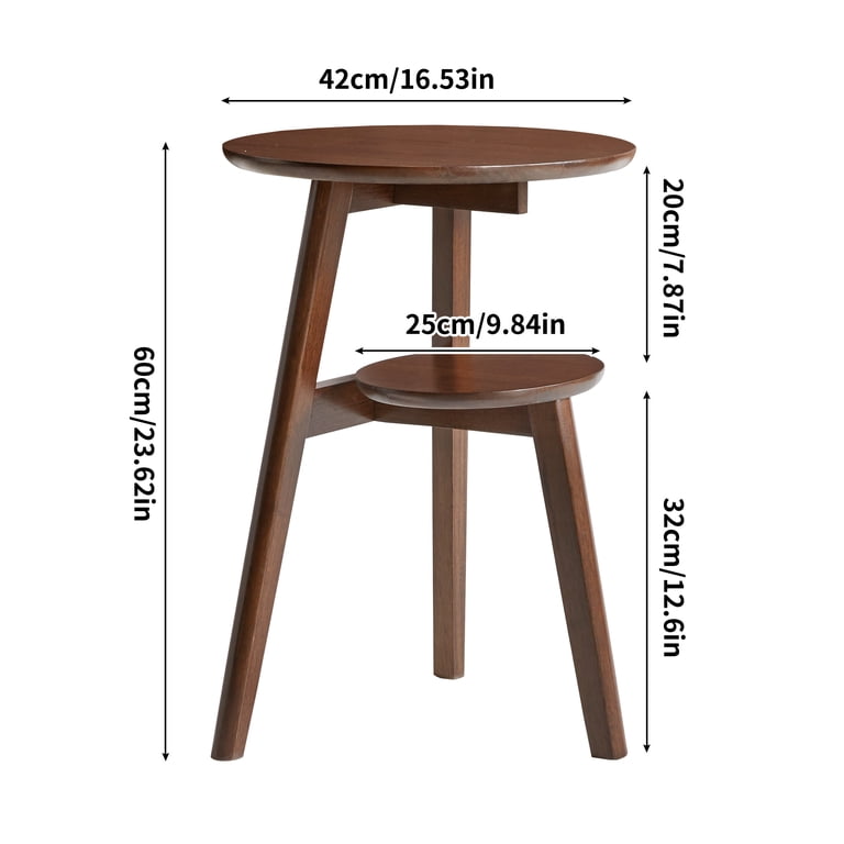 Aster Outdoor 2-Tier Round Side Table, Walnut Finish photo 5