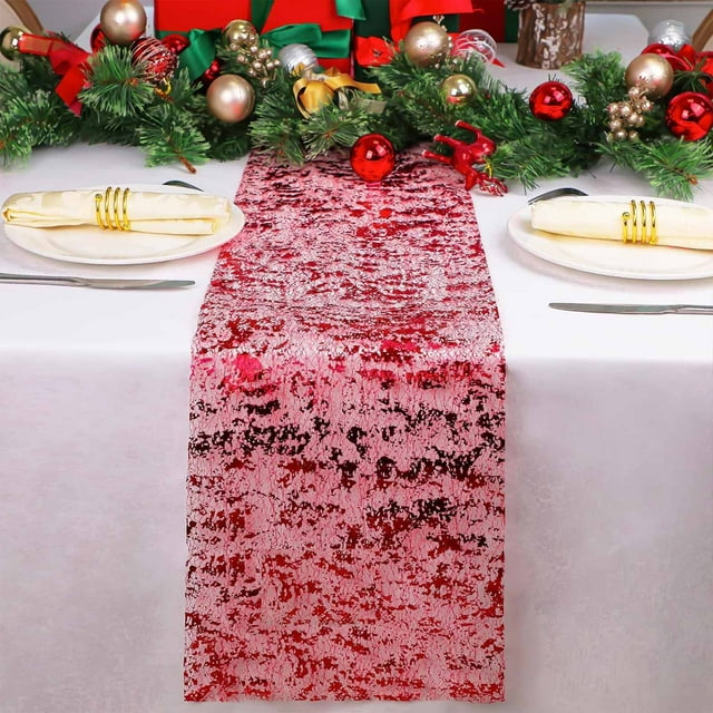 BAOPAI Luxurious Hot Foil Mesh Table Runner Suitable for Holiday Parties Wedding Decorations and Special Events Durable and Versatile Design