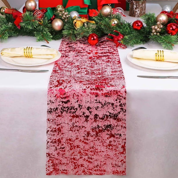 Camino de mesa de malla laminada en caliente, material de decoración para fiestas navideñas y bodas, camino de mesa de gasa, correa para ramo, manteles festivos