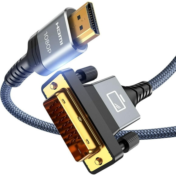 Capshi HDMI A to DVI Adapter Cable 3FT, High-Speed Gold-Plated plug and play Bi-Directional Nylon Braid 1080p, DVI to HDMI Adapter for Televison/Monitor/Video Card