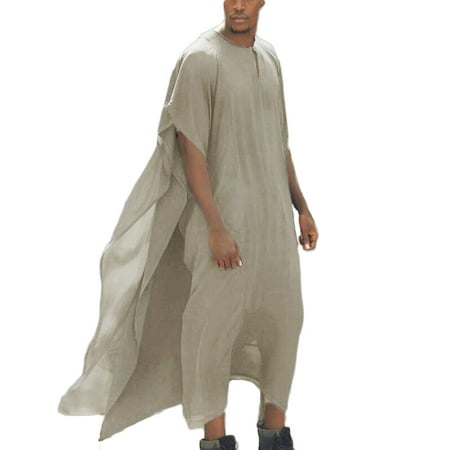 INCERUN Men's Short Sleeve Dishdash Abaya Kaftan Long Robe Thobe Baggy ...