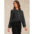 thumbnail image 4 of DARING DIVA Women's Plaid Tweed Cropped Button Up Elegant Work Jackets XL Black, 4 of 6