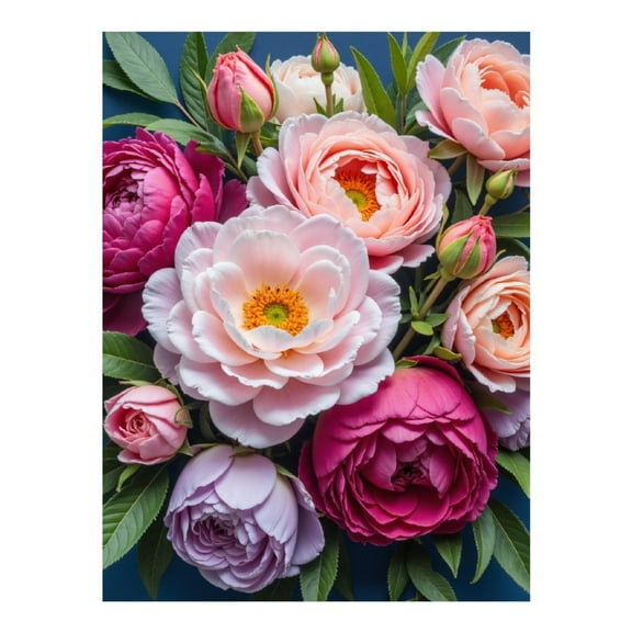 Diamond Art Kit for Adults, Pastel Peonies Blooming Leaves Diamond Painting for Adults Beginners, DIY Diamond Art Painting Kits, 5D Diamond Painting Crafts for Home Decor 12x16 Frameless