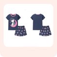 thumbnail image 2 of Bellafa 2-7Y Girls Summer Outfits 100% Cotton Toddler Short Sleeve T-Shirt and Elastic Waist Shorts 2 Piece Clothing Sets, 2 of 7