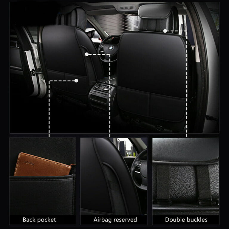 OTOEZ Car Seat Covers Luxury Leather 5-Seats Full Set Protector Universal  for Auto Sedan SUV