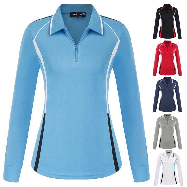 JACK SMITH Women Golf Polo Shirts Zipper Moisture Wicking Long