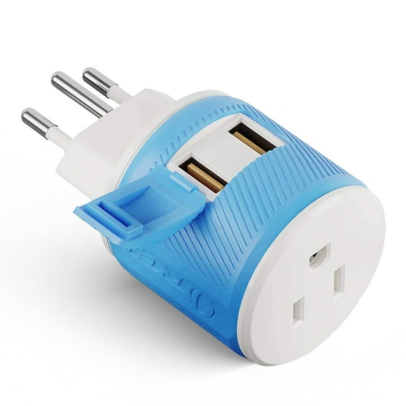 OREI Switzerland Travel Plug Adapter with Dual USB - USA Input - Type J (U2U-11A)