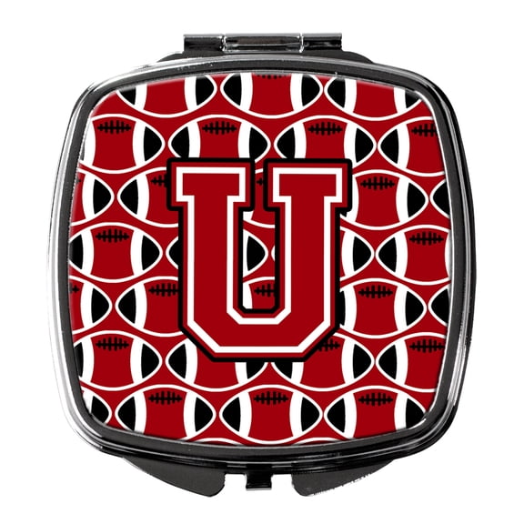 Letter U Football Red Black and White Compact Mirror CJ1073-USCM