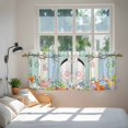 thumbnail image 3 of Easter Tier Curtains 36 Inch Length, Spring Watercolor Bunny Eggs Wood Grain Teal Blue Cafe Short Curtains for Bathroom Over Sink, Small Kitchen Curtain Light Filtering Drapes 2 Panels 27.5"Wx36"L, 3 of 8