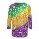 thumbnail image 4 of Xuyuer 2025 Womens 3/4 Sleeve Tops Mardi Gras and Christmas Costumes Fashion Round Neck Blouse, 4 of 6