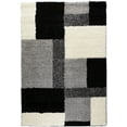 thumbnail image 3 of Modern Shag Geometric 3x5 ( 3'3'' x 5'3'' ) Area Rug Cubes Black & Cream Plush Shag Blocks & Squares Plush Shag Easy Care Thick Soft Plush Living Room, 3 of 7