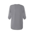 thumbnail image 4 of Qarigey Camisa de mujer con cuello en V blusa suelta camisa de mujer manga larga Color sólido Casual Top Prendas para la parte del cuerpo Gris M, 4 of 6