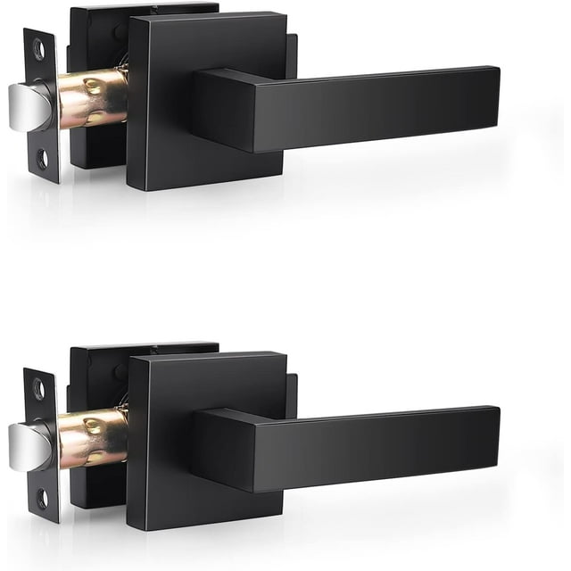 Leviers Mats pour Porte de Passage, Poignées Carrées pour Hall et Garde-Robe, Poignées de Porte Robustes pour Intérieur, Ensembles de Leviers Anti-Blocage Réversibles pour Porte Droitier/gauche