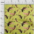 thumbnail image 2 of oneOone Cotton Poplin Lime Green Fabric Asian Japanese Koi Fish Watercolor Quilting Supplies Print Sewing Fabric By The Yard 56 Inch Wide, 2 of 4