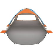 Oileus Beach Tent Pop Up Tents Sun Shade Shelter for 2-3 Person With UV Protection, Extended Floor, Mesh Roll Up Windows, Carry Bag, Stakes, 6 Sand Pockets, Lightweight and Easy Set Up, Orange