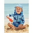 thumbnail image 3 of BemeyourBBs Toddlers Baby Boys Shark 3 Piece Swimsuit Infant Boy Bathing Suit Swim Shirt Trunk Shorts Set and Sun Hat Long Sleeve Swimwear Sunsuit UPF 50+ Rash Guard, 3 of 9