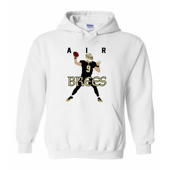 WHITE Saints Drew Brees AIR PIC Hooded Sweatshirt YOUTH LARGE