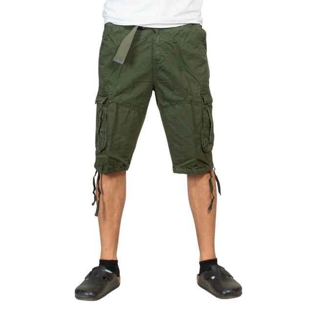 Bermuda cargo para hombre con cinturon y jareta en piernas