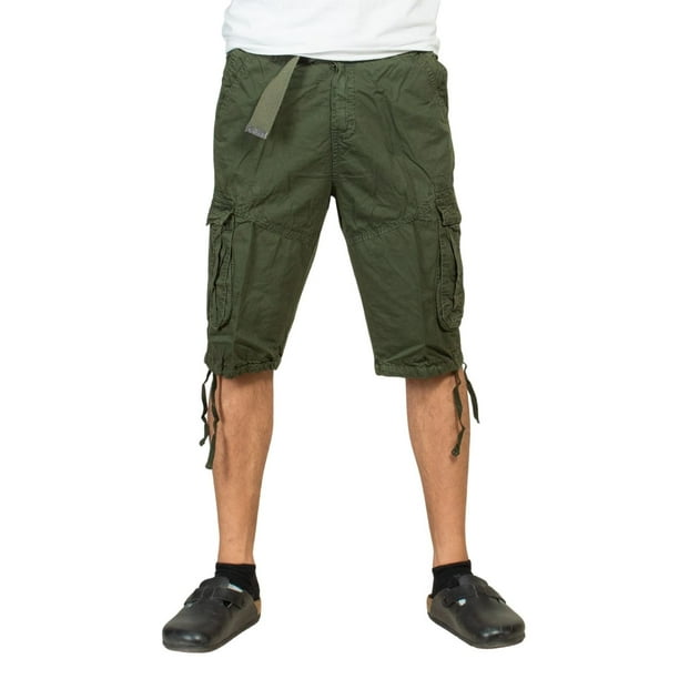 Bermuda cargo para hombre con cinturon y jareta en piernas