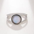 thumbnail image 5 of Dengmore Oval Rainbow Moonstone Silver Ring, Burnished Sterling Silver Multi Color Change Oval Stone Mood Ring, 5 of 8