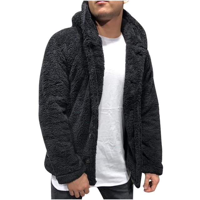 Chaquetas Informales Con Capucha Para Hombre, Abrigo de Invierno de Manga Larga de Lana Cálido Con Capucha, Abrigo Suelto de Talla Grande Odeerbi ODB-4