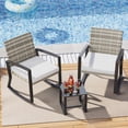 thumbnail image 4 of Asofer Patio Furniture Set, Rattan Rocking Chair with Coffee Table, for Bistro, Conversation, Garden, Balcony, Backyard, Mixed Color, 4 of 9