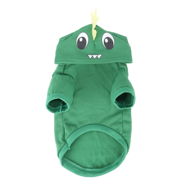 Bienvenido Otoño Invierno Tela Polar Verde Amarillo Forma de Dinosaurio Disfraz Sudadera con Capucha Ropa para Gatos Perros