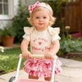 thumbnail image 6 of RMGVDSD Newborn Baby Girl Clothes Infant My First Mother's Day Outfit Short Sleeve Romper Bow Skirt With Headband 3Pcs Summer Outfits 0-3 Months, 6 of 6