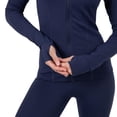 thumbnail image 6 of Yitty Active Women's Ultraluxe Full Lenght Full Zip Jacket, Athleisure, 4-Way-Stretch, Thumbholes, Deep Navy, M, 6 of 7