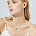 925 Sterling Silver Aquamarine Pendant for Women Filigree Teardrop