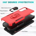 thumbnail image 3 of Samsung Galaxy S21+ 5G Case: Dual Layer Shockproof Magnetic Kickstand Cell Phone Cover Protective with Rugged Ring Holder & (2 Pack) Screen Protector Film,Galaxy S21 Plus 6.7 inch Red, 3 of 14