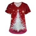 thumbnail image 2 of Women's Merry Christmas Scrubs Top Short Sleeve Plus Size Scrubs Nursing Uniforms for Women Christmas Plus Size Scrub T Shirts, 2 of 4