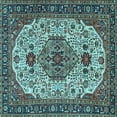 thumbnail image 1 of Ahgly Company Indoor Square Medallion Light Blue Traditional Area Rugs, 7' Square, 1 of 4