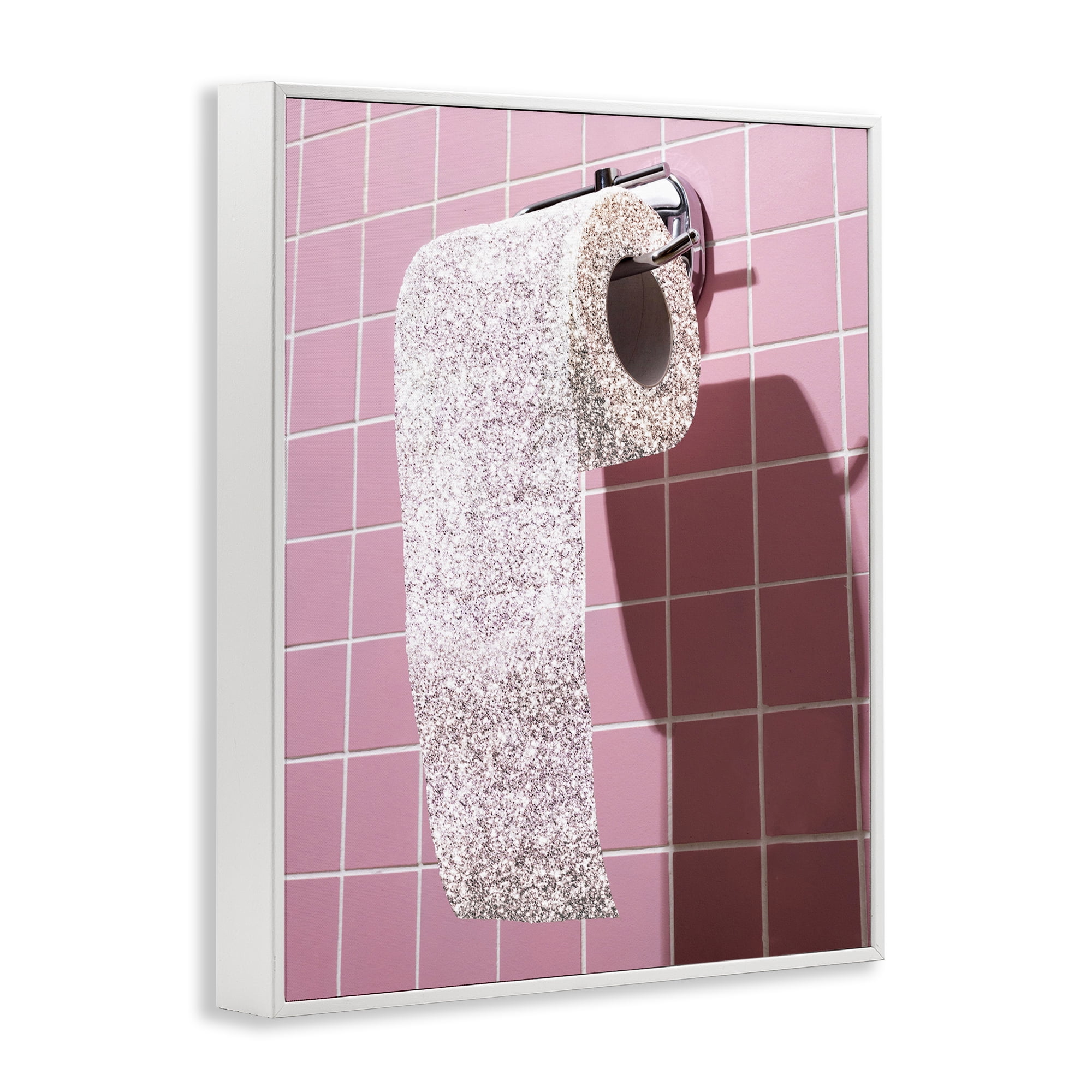 Stupell Industries Glitter Pink Toilet Paper White Framed Giclee Art, design by CAD Designs