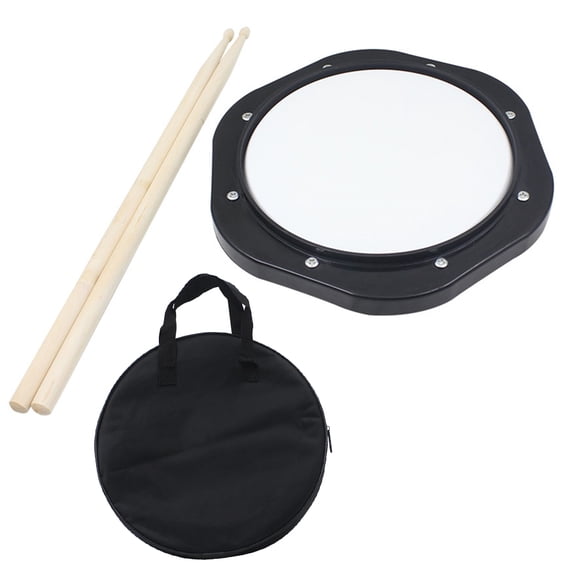 Sorven Silent Drum Pad Silent Lightweight 10 Inch Plastic Drum Pad Training Practice Drums for Anywhere Family Entertainment Black White