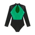 thumbnail image 5 of Miutii Women's Sparkling Rhinestones Mesh Long Sleeve Gymnastics Leotard BodySuit Dance or Tumbling Green L, 5 of 9
