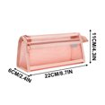 thumbnail image 3 of Clear Mesh Pencil Case Pouch, Grid Pen Cases Organizer, Zipper Transparent Stationary Makeup Bag For Travel Office College - Pink, 3 of 6