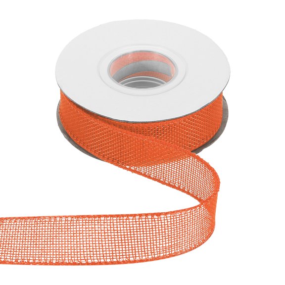 Uxcell Burlap Wired Ribbon 1" x 10 Yard Wired Edge Ribbon Woven Strap, Orange