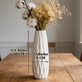 thumbnail image 3 of White Ceramic 12-Inch Tall Textured Decorative Flower Vase for Home Decor, 3 of 9