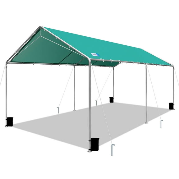 Outdoor Heavy Duty Carport 10 X 20 Ft, Car Canopy Tent with Reinforced Steel Cables (Green)