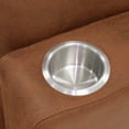 thumbnail image 5 of Muumblus 82" Convertible Sectional Sofa Bed with Cup Holders, Storage Chaise, L-Shaped Sofa Sleeper Couch Bed for Living Room, Brown Faux Leather, 5 of 6