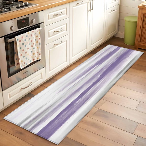 Purple Grey Runner Rugs 2x6 ft Abstract Retro Ombre Mottled Texture Farmhouse Washable Hallway Rugs Non-Slip Floor Mats Absorbent Carpet Bedside Runners for Bedroom Kitchen Bathroom Laundry Room